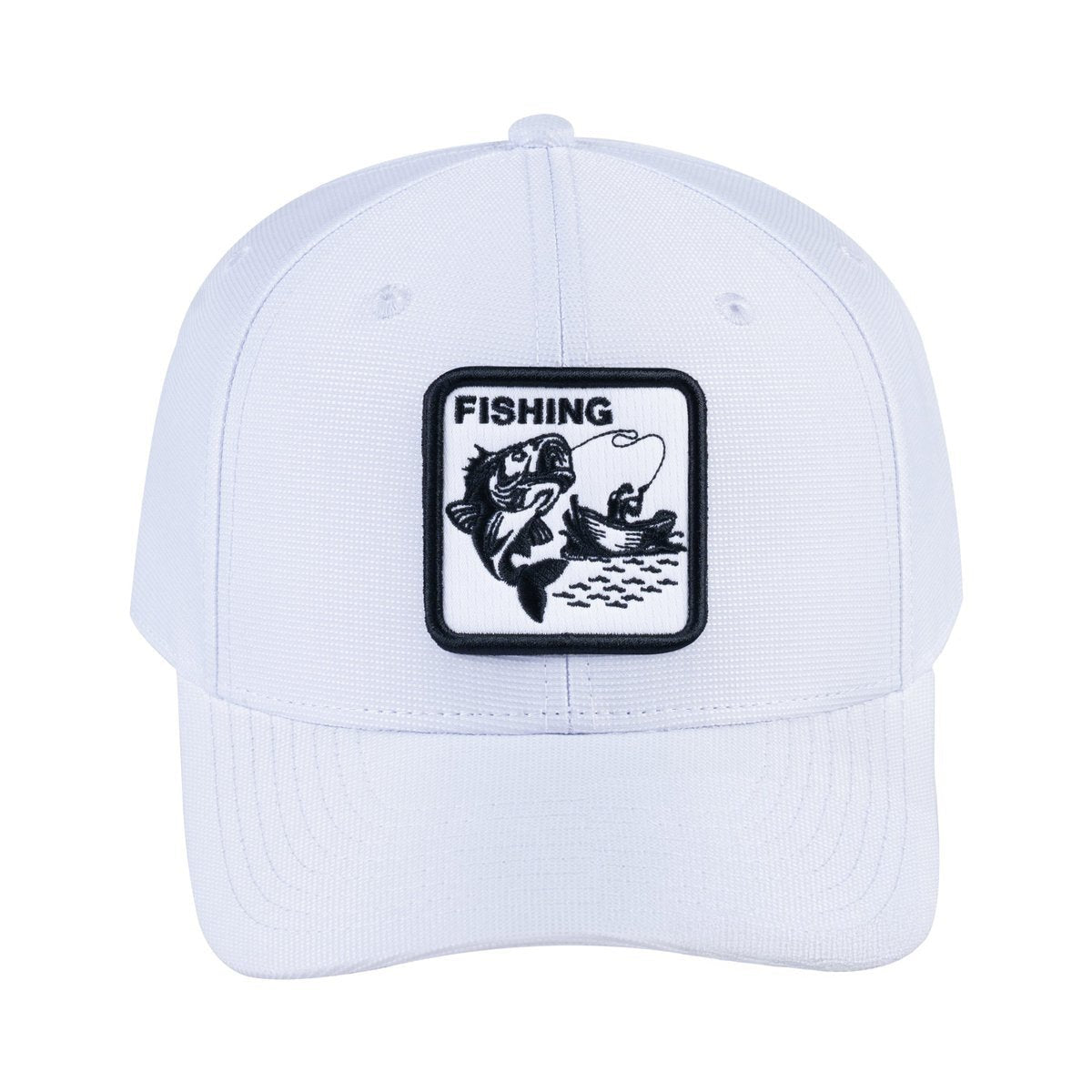 Fishing V2 6-Panel Baseball Cap with White front and White back