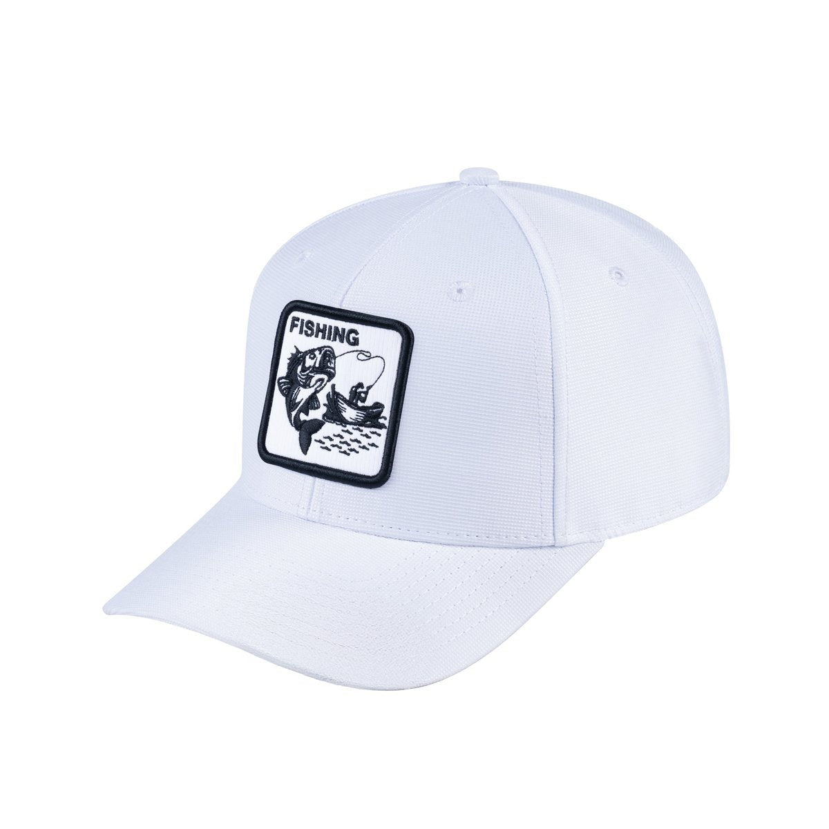 Fishing V2 6-Panel Baseball Cap with White front and White back