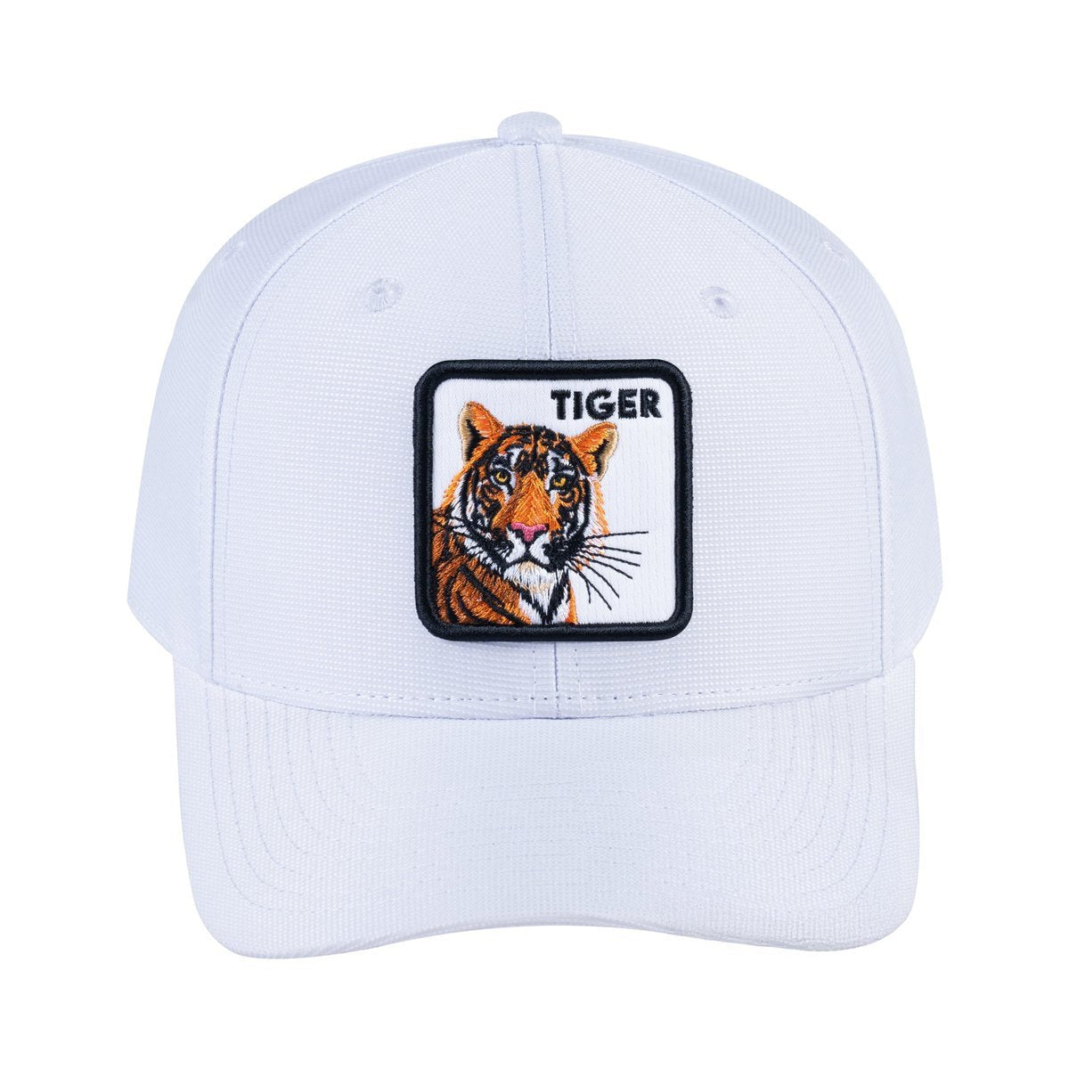 Tiger V2 6-Panel Baseball Cap with White front and White back