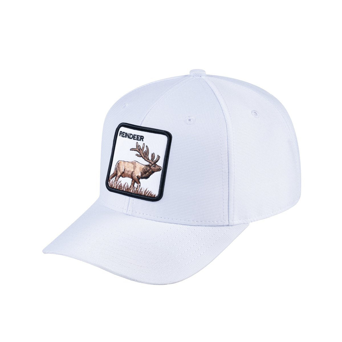 Reindeer V2 6-Panel Baseball Cap with White front and White back