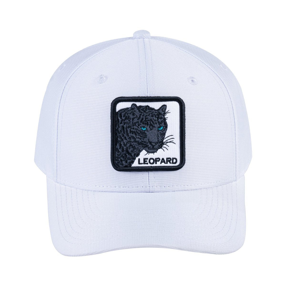 Leopard V2 6-Panel Baseball Cap with White front and White back