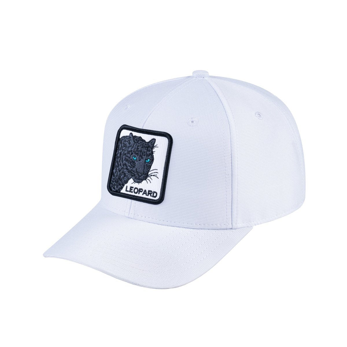 Leopard V2 6-Panel Baseball Cap with White front and White back