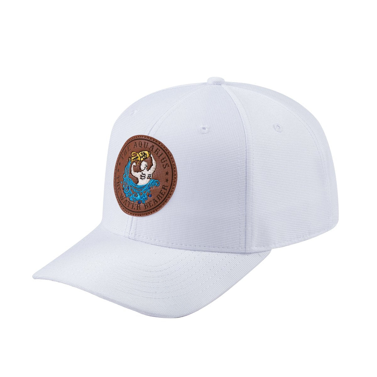 Aquarius Zodiac V2 6-Panel Baseball Cap with White front and White back