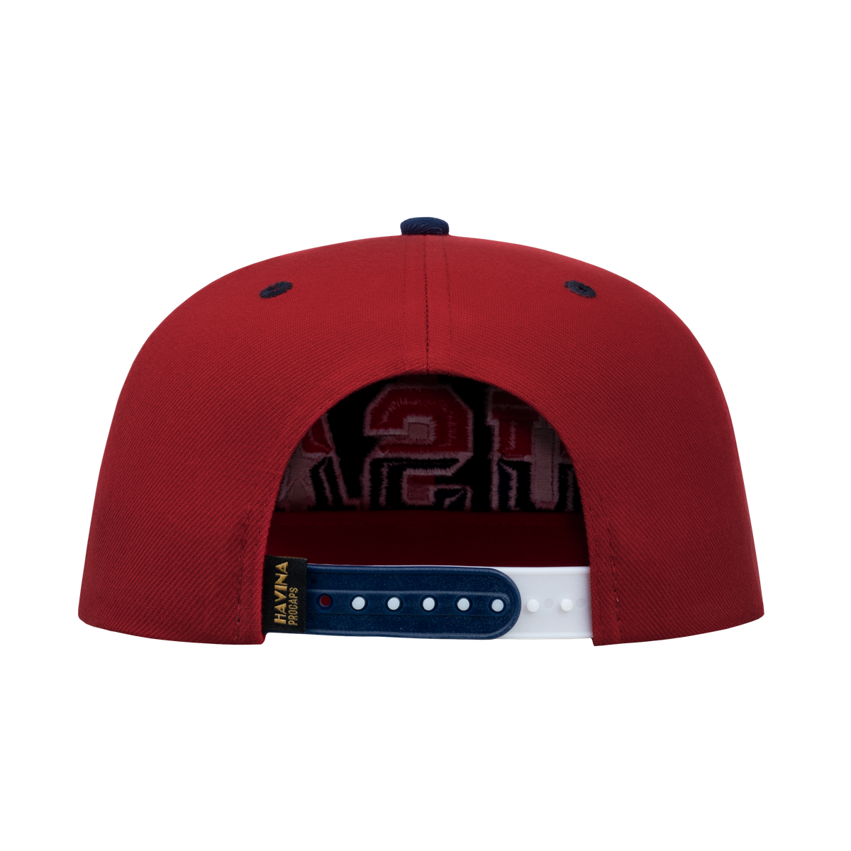 Classic US American Flag 6-Panel Snapback Flat Bill Baseball Cap with Red front and Red back