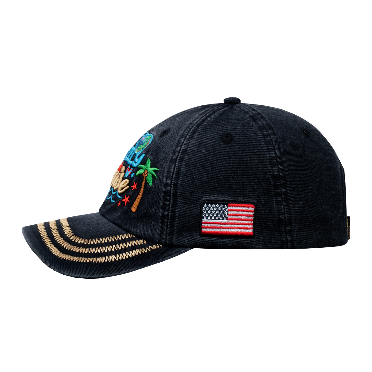 Family Cruise, Traveling 6-Panel Baseball Cap with Black front and Black back