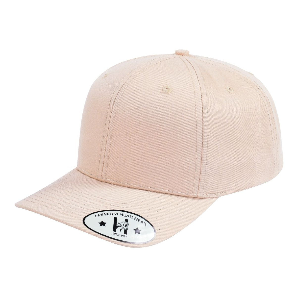 Blank 6-Panel Baseball Cap with Beige front and Beige back