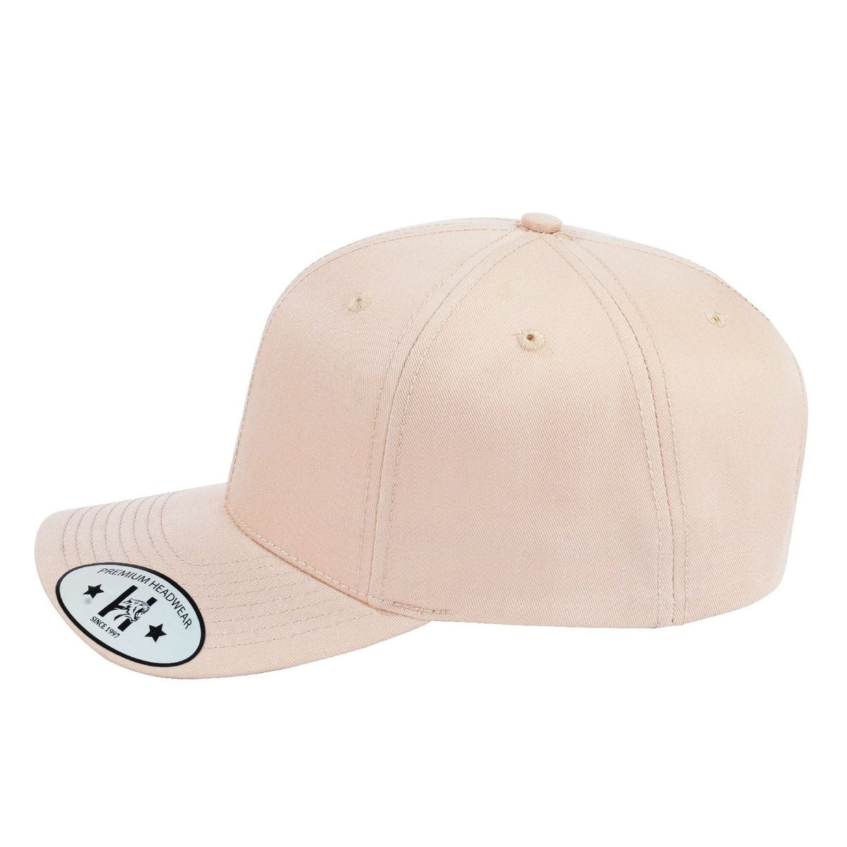 Blank 6-Panel Baseball Cap with Beige front and Beige back