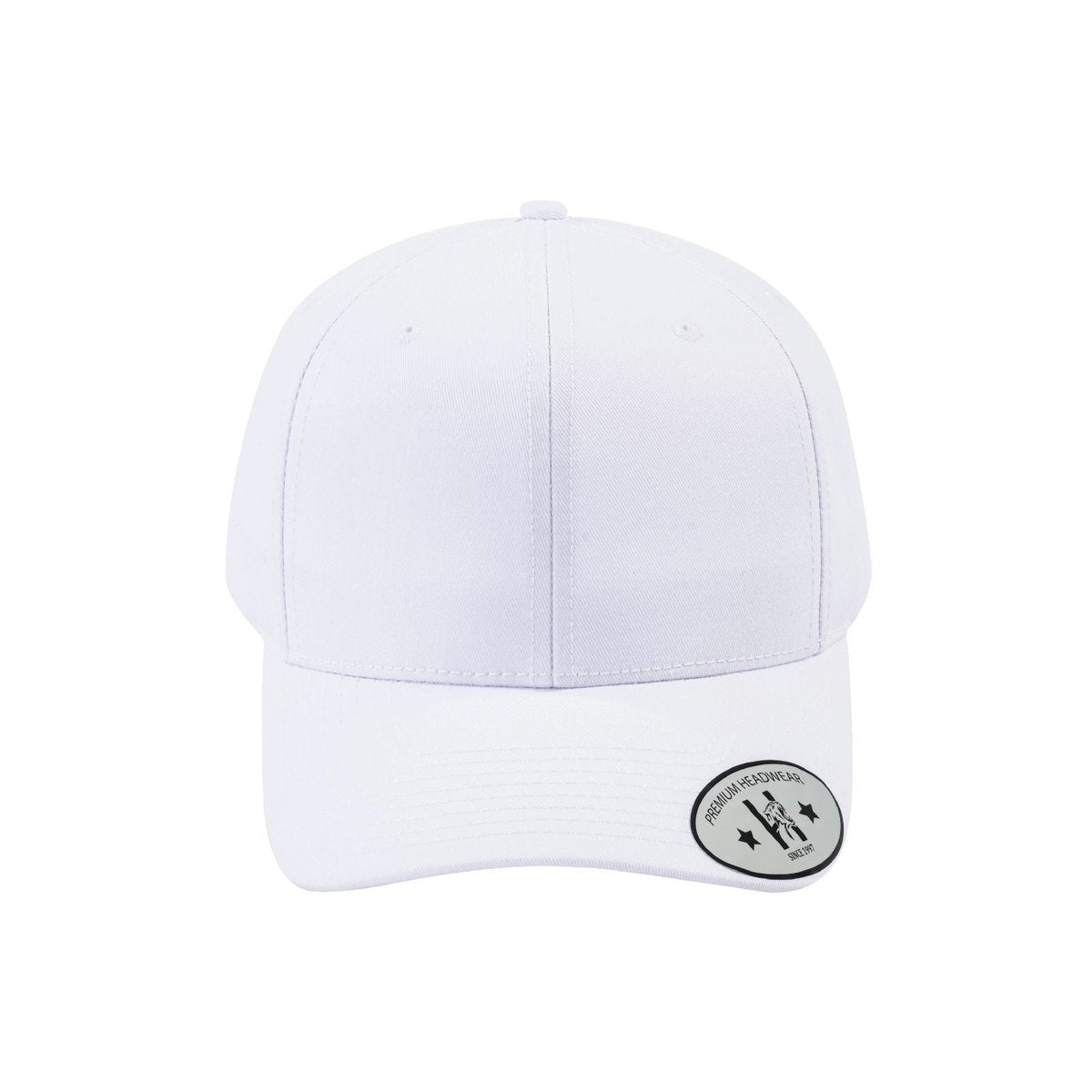 Blank 6-Panel Baseball Cap with White front and White back