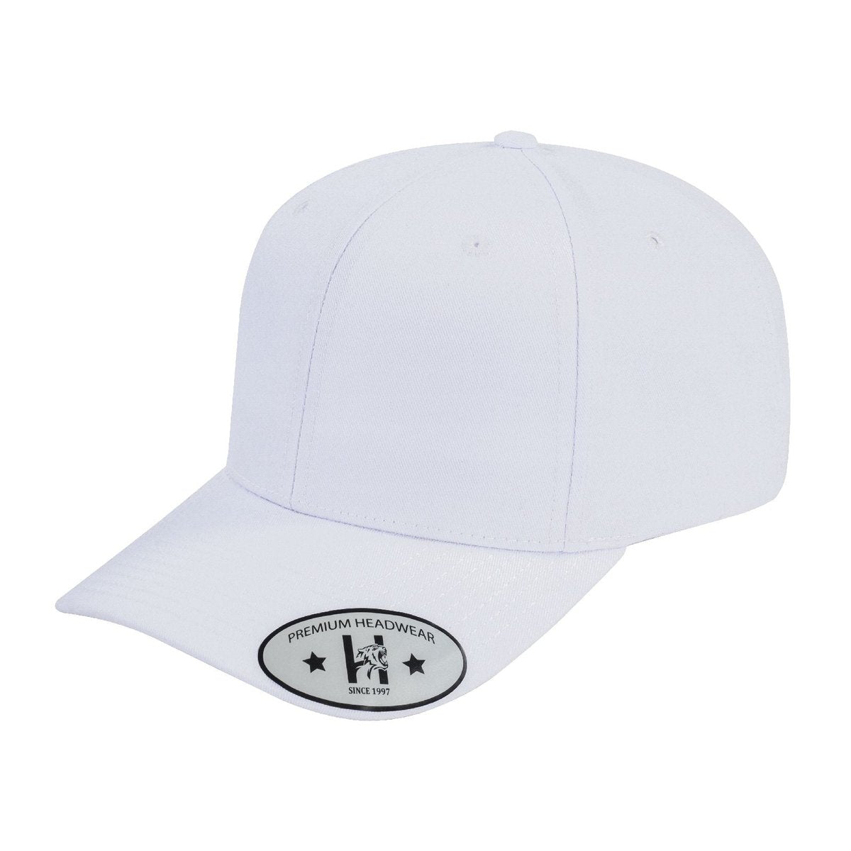 Blank 6-Panel Baseball Cap with White front and White back