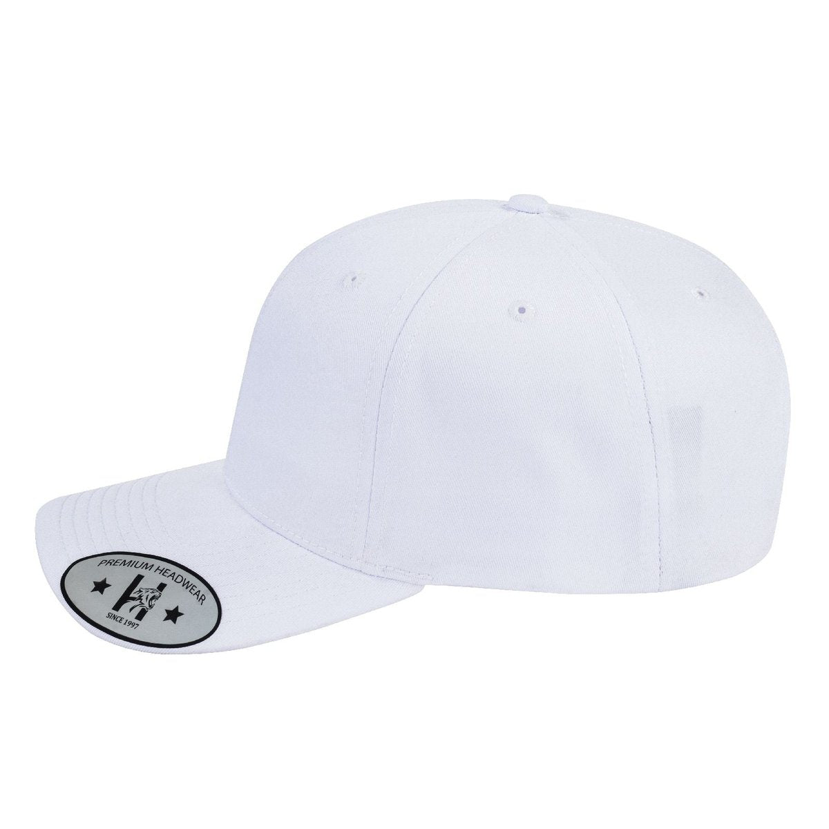 Blank 6-Panel Baseball Cap with White front and White back