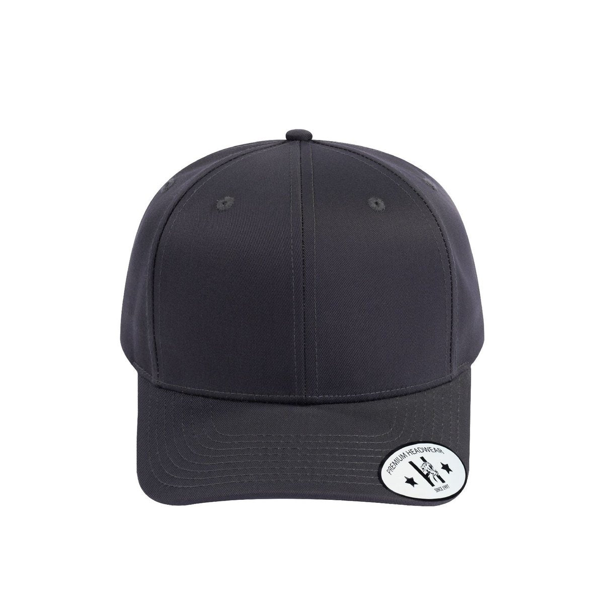 Blank 6-Panel Baseball Cap with Dark Grey front and Dark Grey back