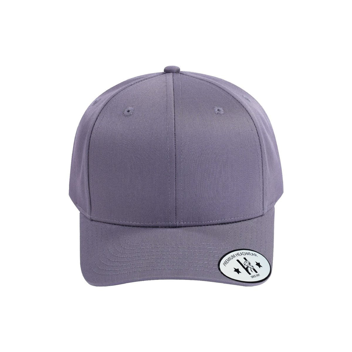 Blank 6-Panel Baseball Cap with Medium Grey front and Medium Grey back