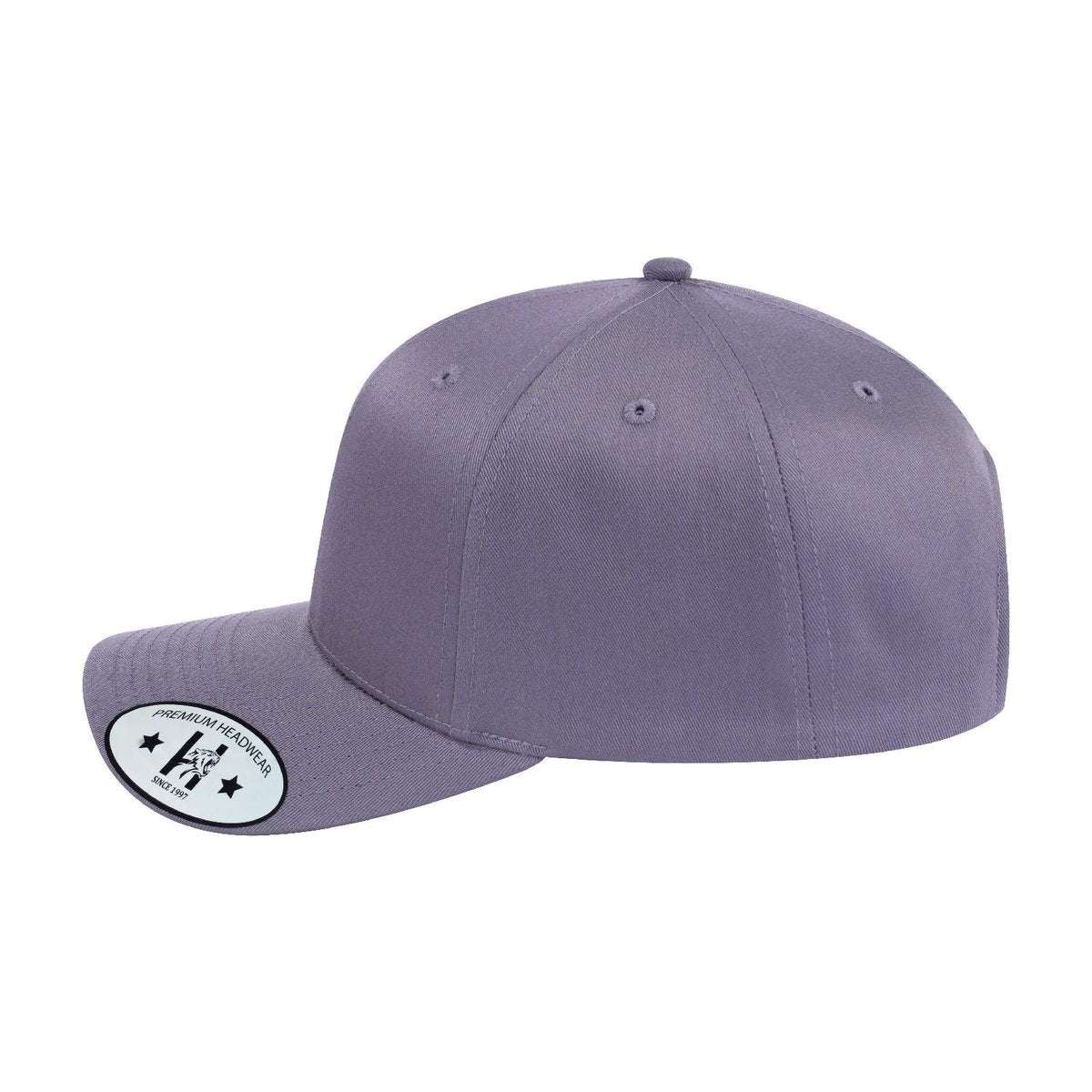 Blank 6-Panel Baseball Cap with Medium Grey front and Medium Grey back