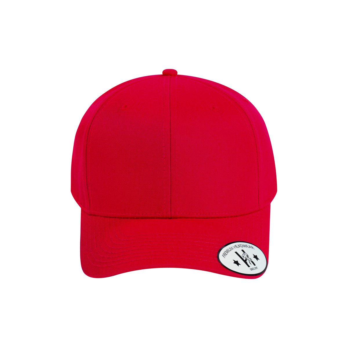 Blank 6-Panel Baseball Cap with Red front and Red back