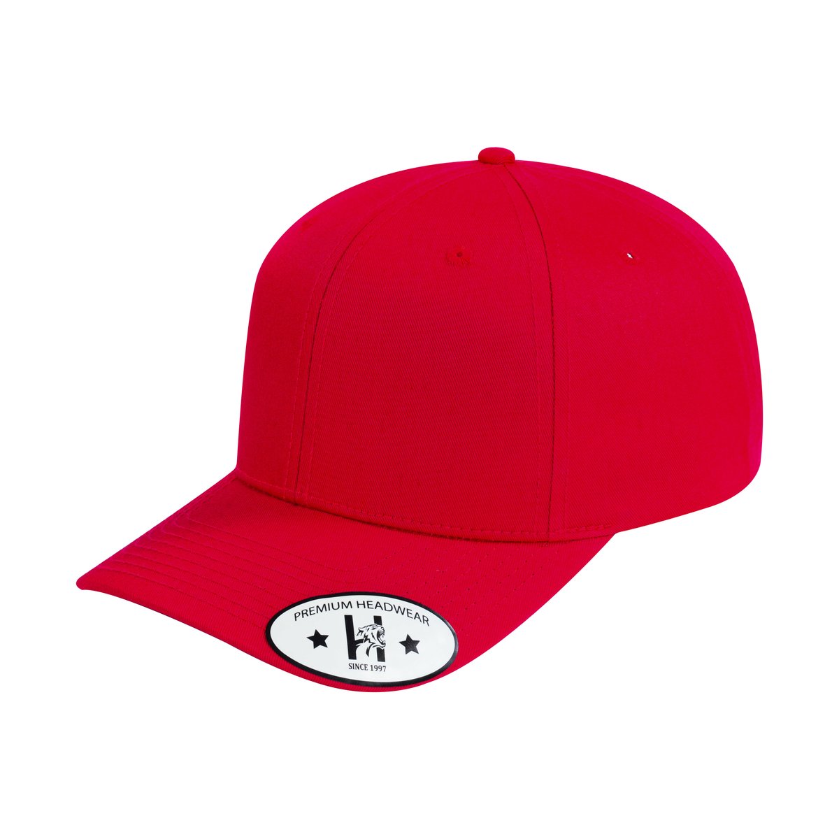 Blank 6-Panel Baseball Cap with Red front and Red back