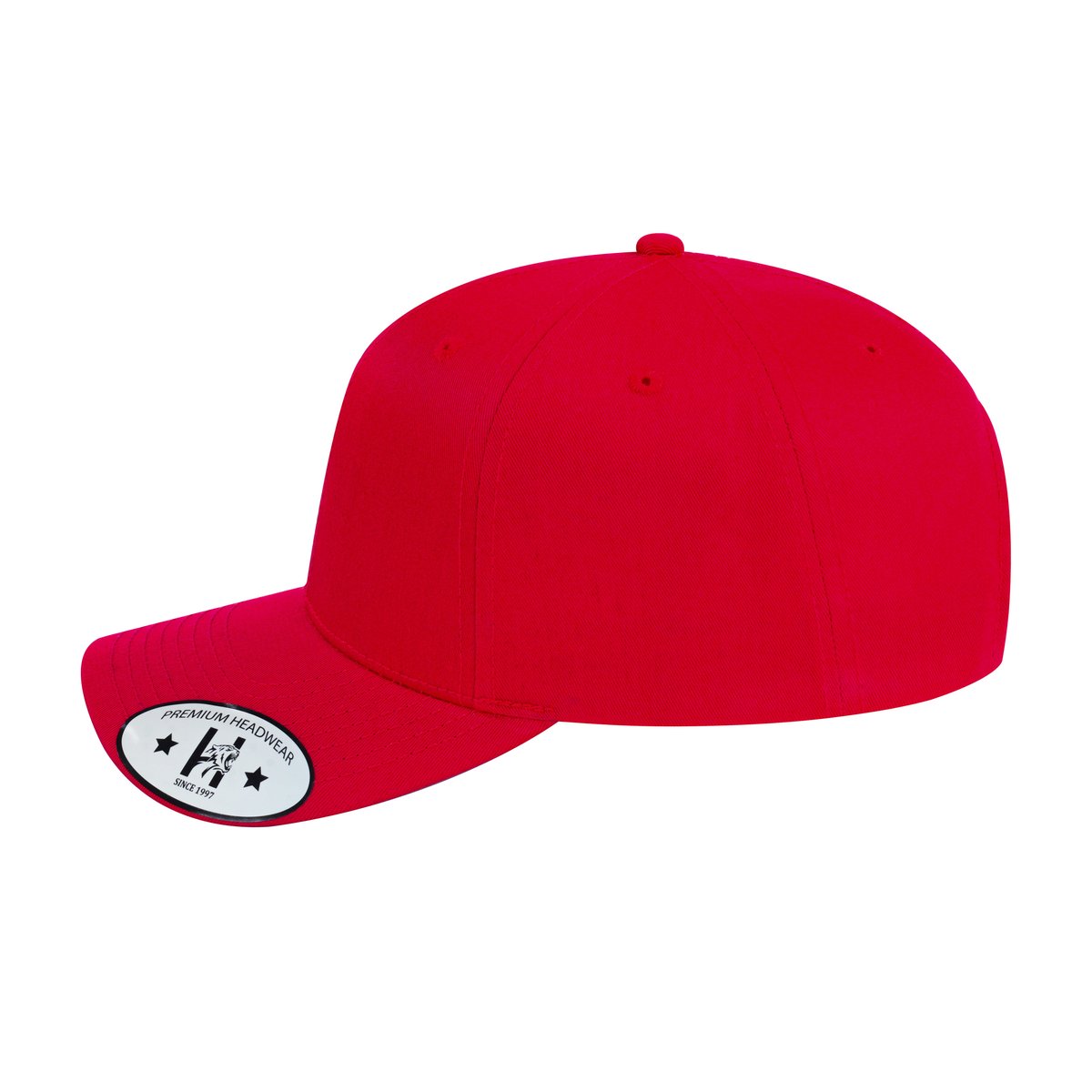 Blank 6-Panel Baseball Cap with Red front and Red back