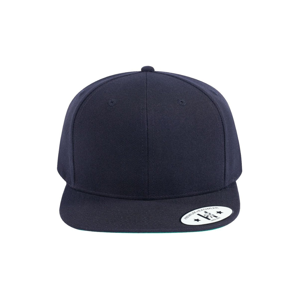 Blank 6-Panel Snapback Flat Bill Baseball Cap with Black front and Black back