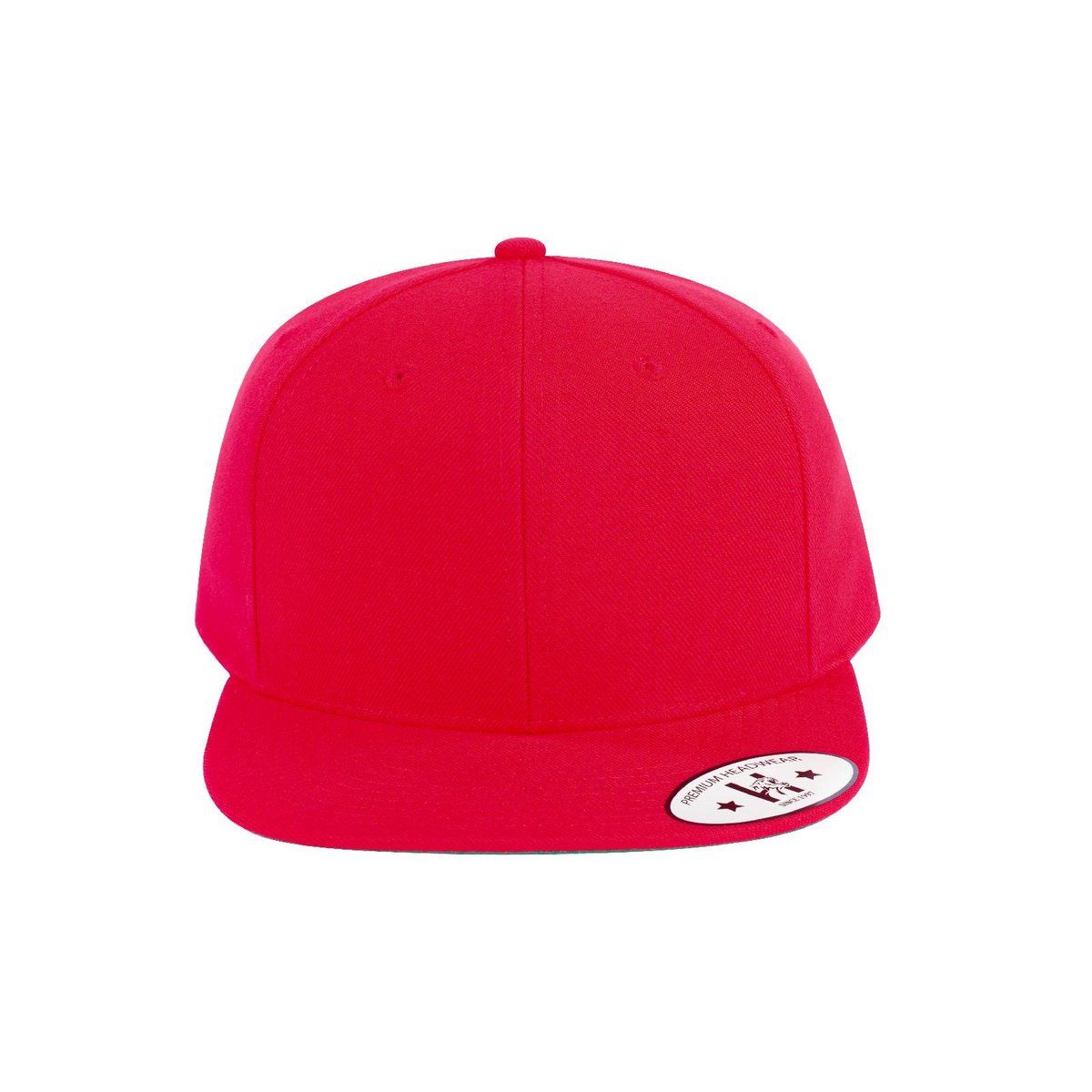 Blank 6-Panel Snapback Flat Bill Baseball Cap with Red front and Red back