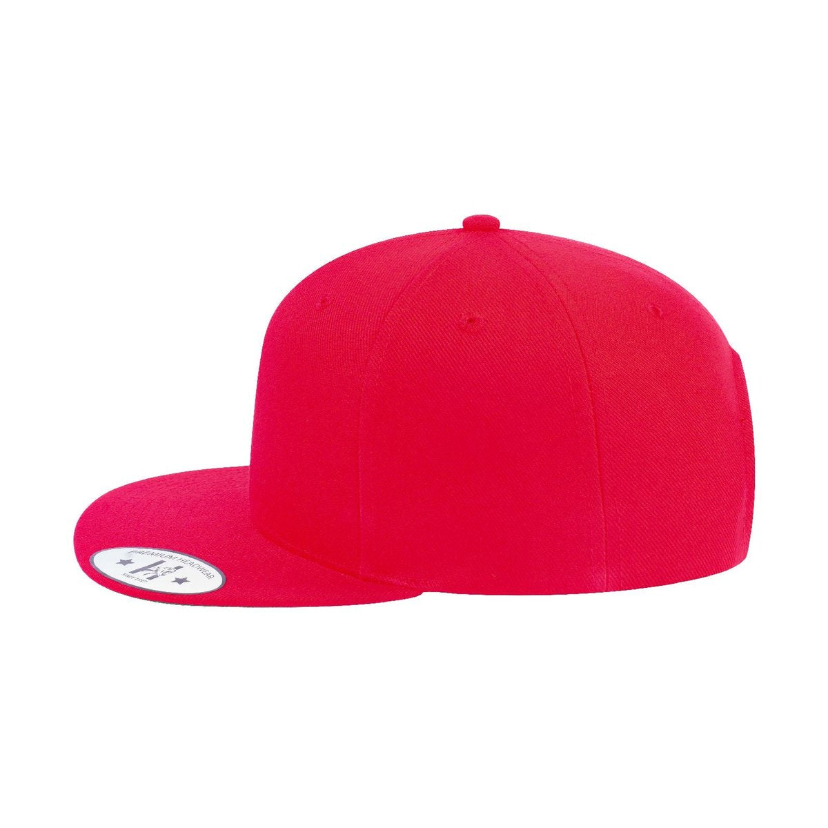Blank 6-Panel Snapback Flat Bill Baseball Cap with Red front and Red back