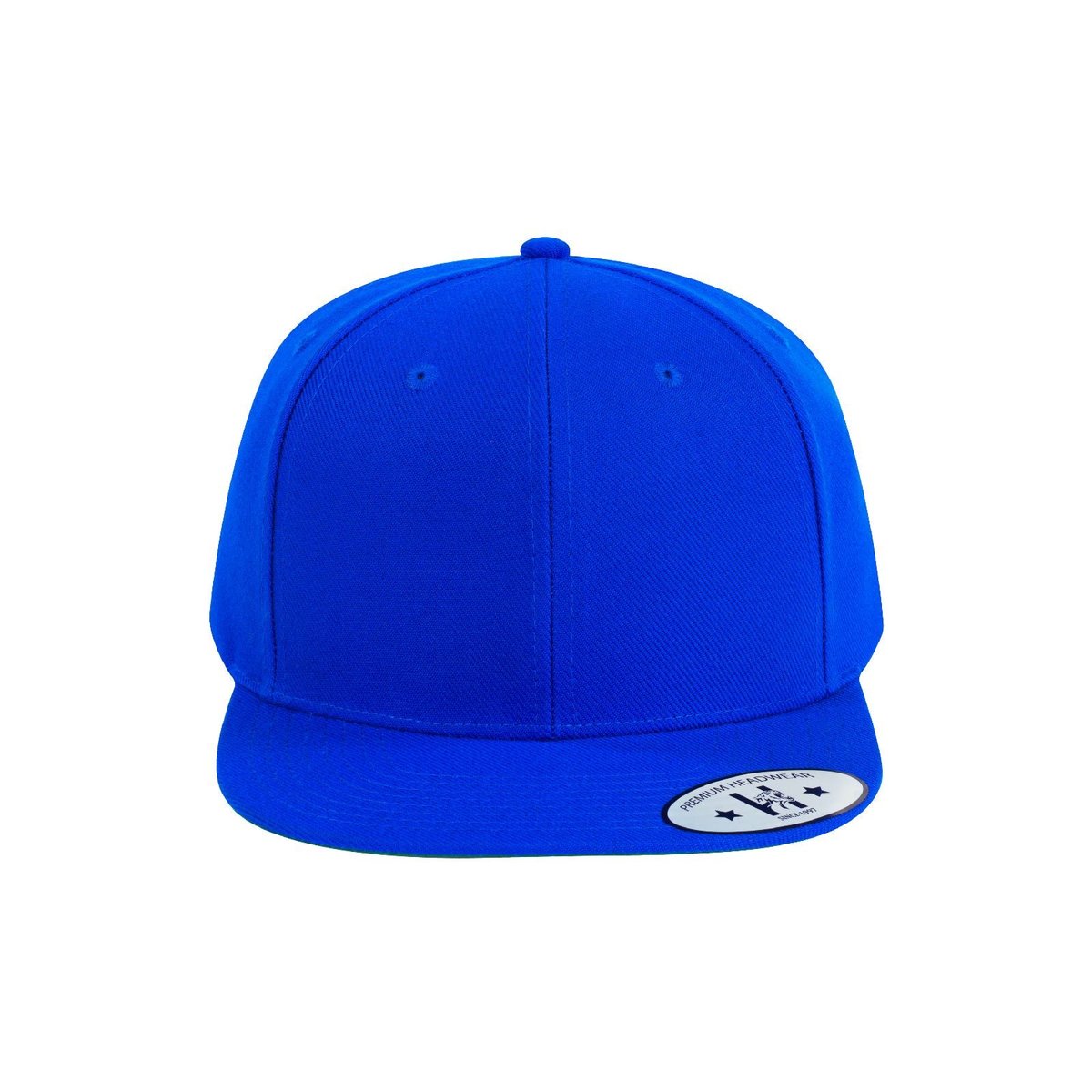Blank 6-Panel Snapback Flat Bill Baseball Cap with Royal Blue front and Royal Blue back