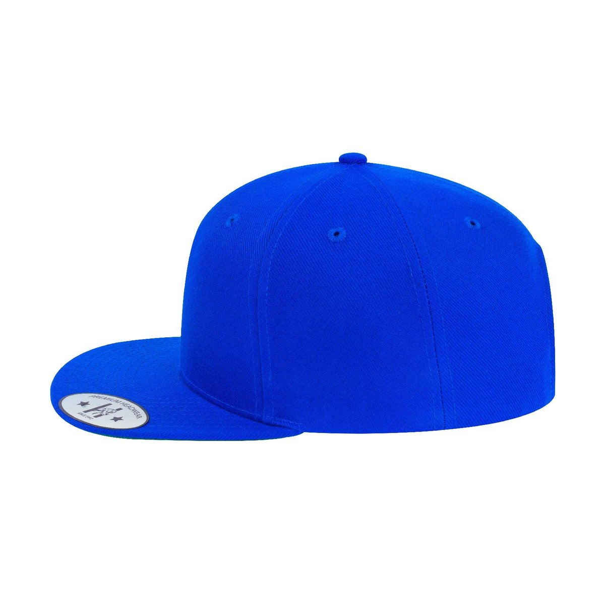 Blank 6-Panel Snapback Flat Bill Baseball Cap with Royal Blue front and Royal Blue back