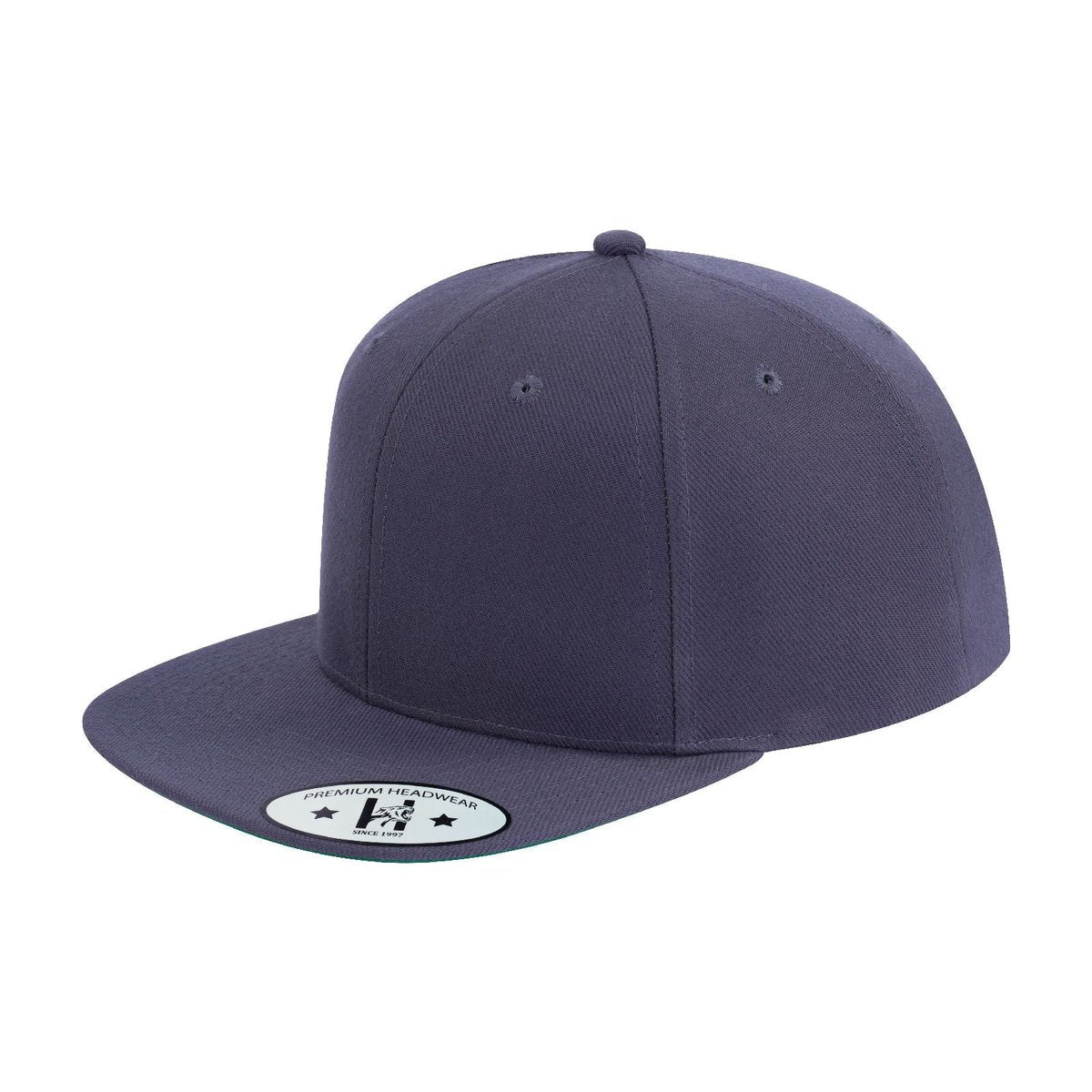 Blank 6-Panel Snapback Flat Bill Baseball Cap with Grey Heather front and Grey Heather back
