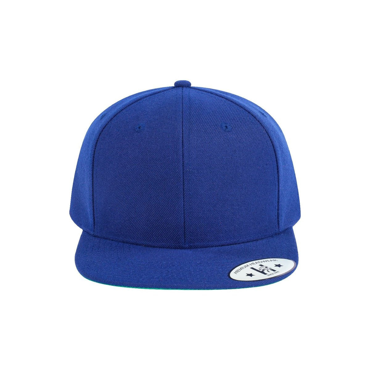 Blank 6-Panel Snapback Flat Bill Baseball Cap with Navy front and Navy back