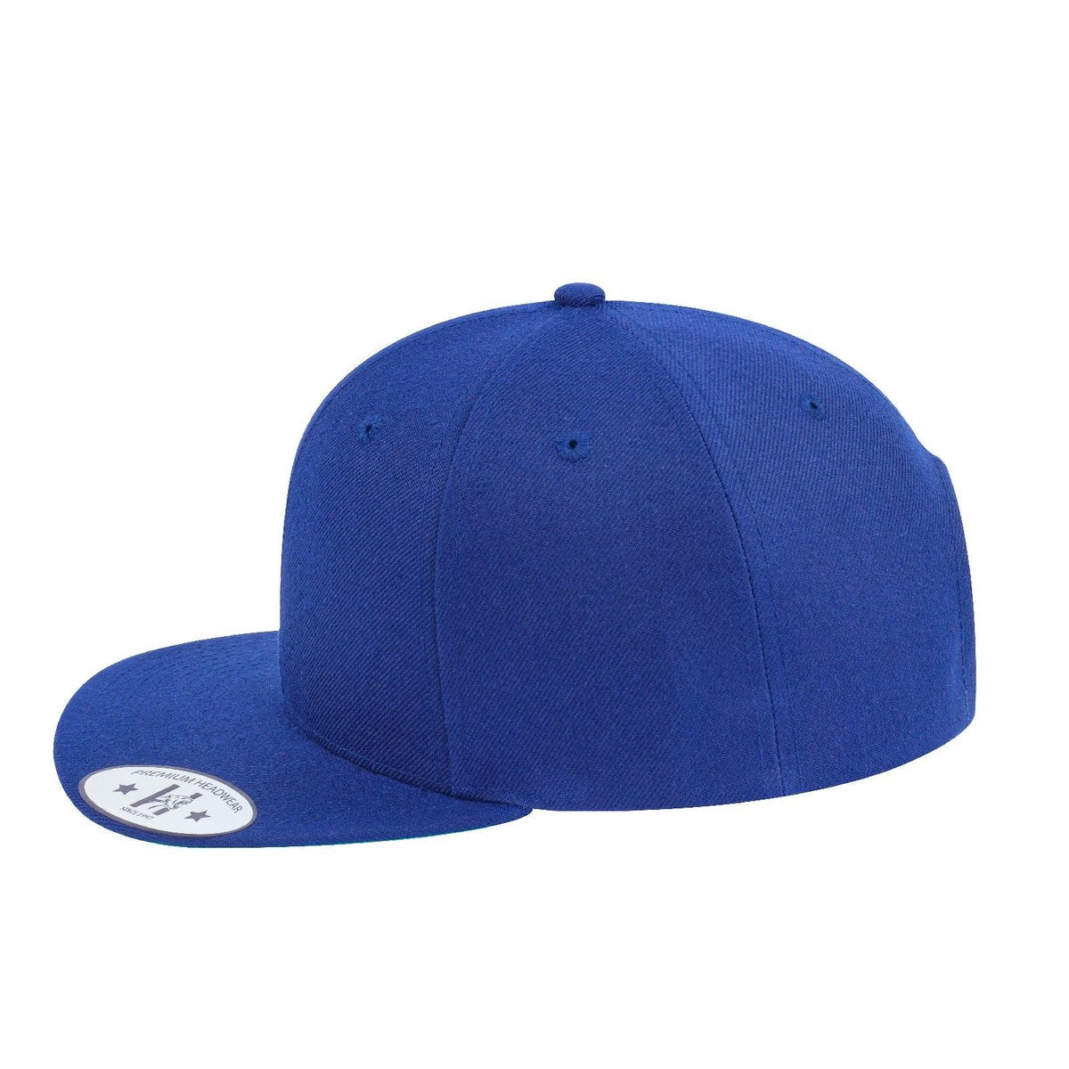 Blank 6-Panel Snapback Flat Bill Baseball Cap with Navy front and Navy back