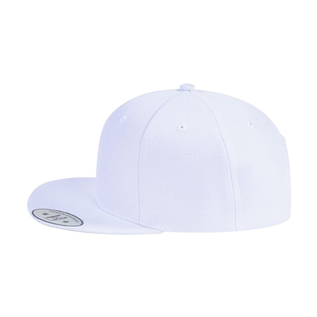 Blank 6-Panel Snapback Flat Bill Baseball Cap with White front and White back