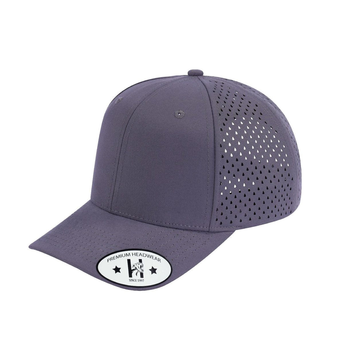 Blank 6-Panel Microfiber Laser Hole Trucker Hat with Grey front and Grey back