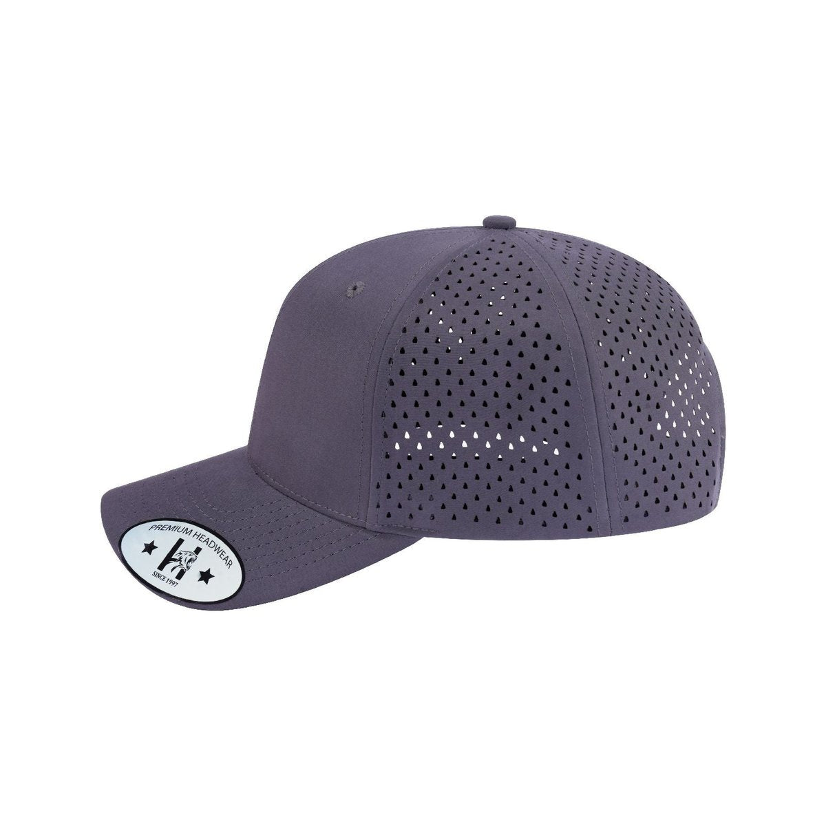 Blank 6-Panel Microfiber Laser Hole Trucker Hat with Grey front and Grey back