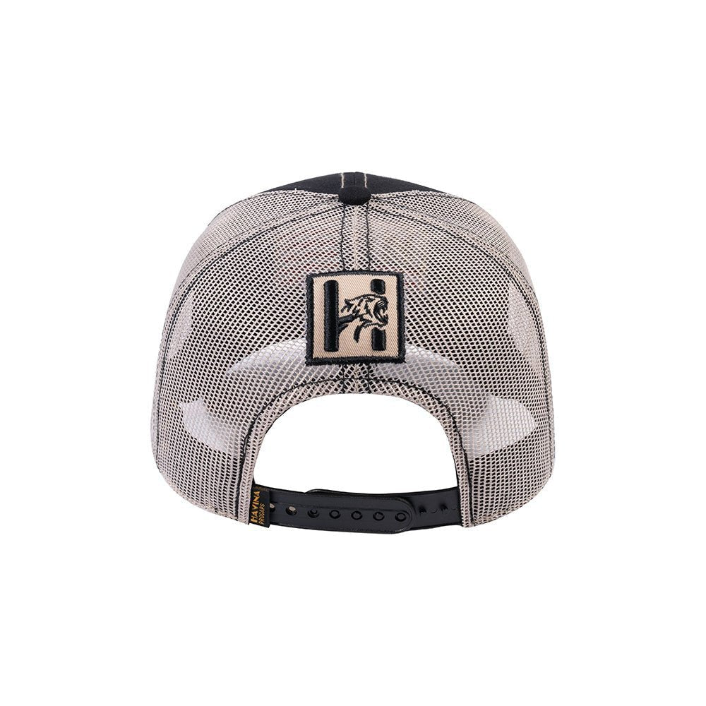 US Flag 6-Panel Trucker Hat with Black front and Beige back