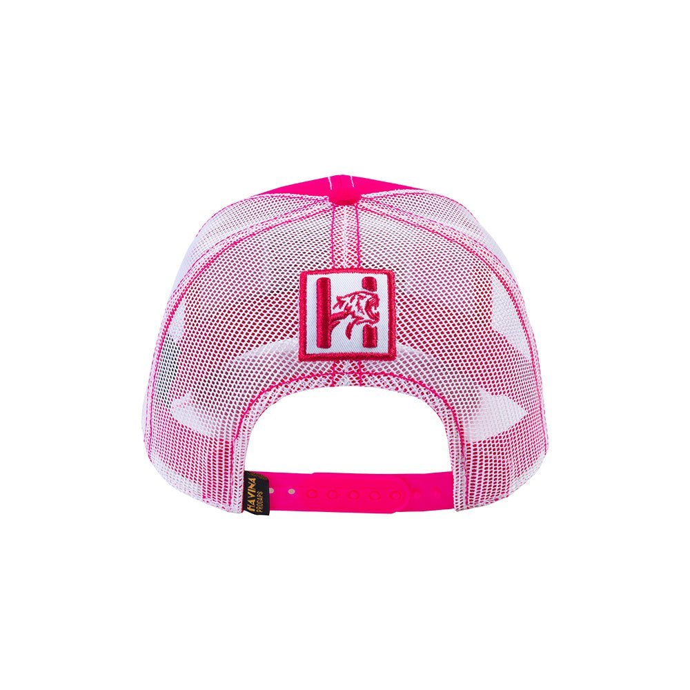 US Flag 6-Panel Trucker Hat with Pink front and White back