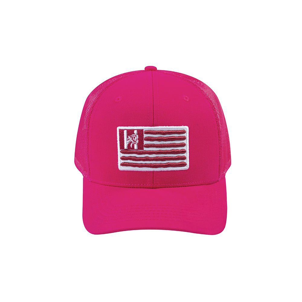 US Flag 6-Panel Trucker Hat with Pink front and Pink back