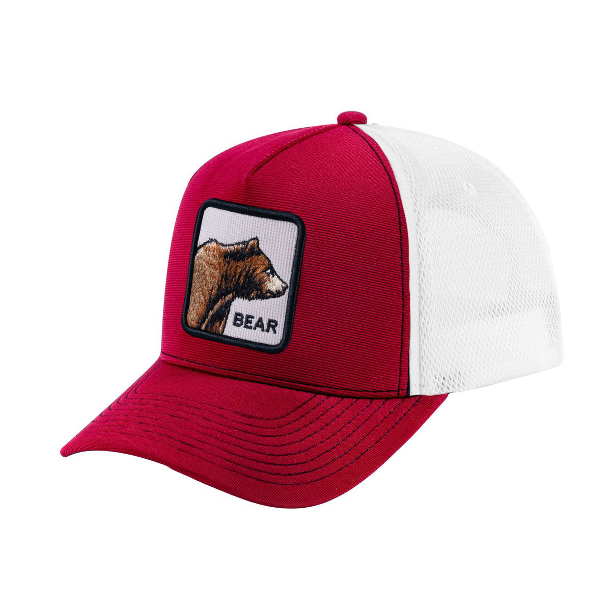 Bear V2 5-Panel Trucker Hat with Burgundy front and White back