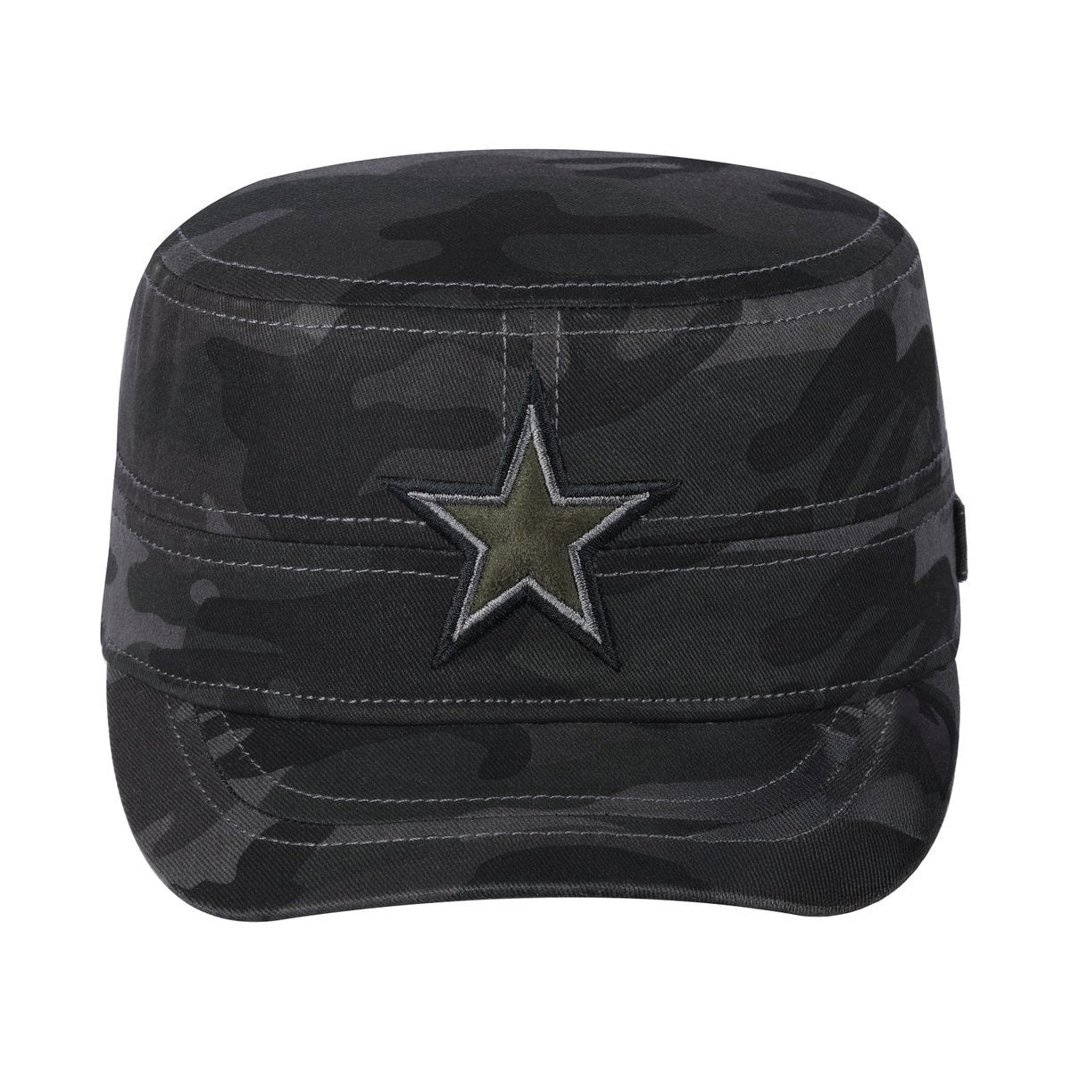 Star Military Hat with Black Camo front and Black Camo back