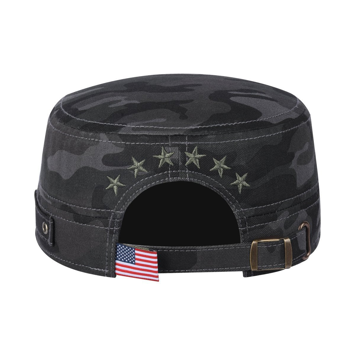 Star Military Hat with Black Camo front and Black Camo back