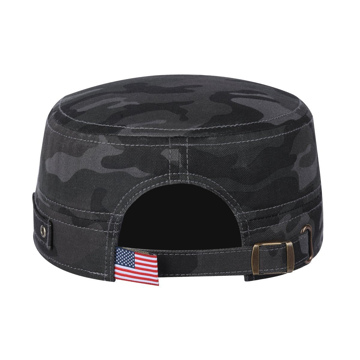 Rubber the US Flag Military Hat with Black Camo front and Black Camo back