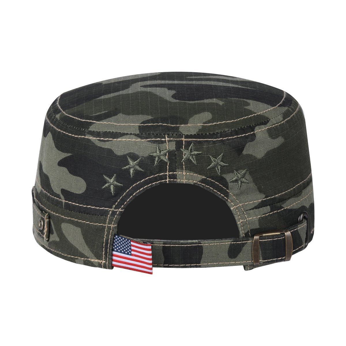 Star Military Hat with Green Camo front and Green Camo back