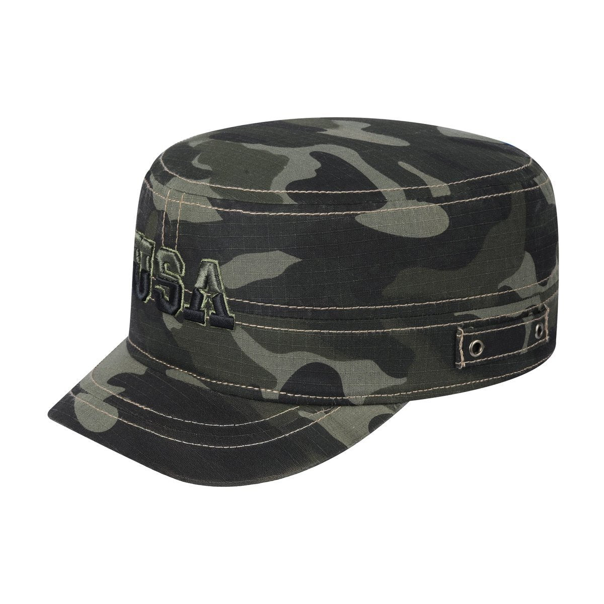 USA Military Hat with Green Camo front and Green Camo back