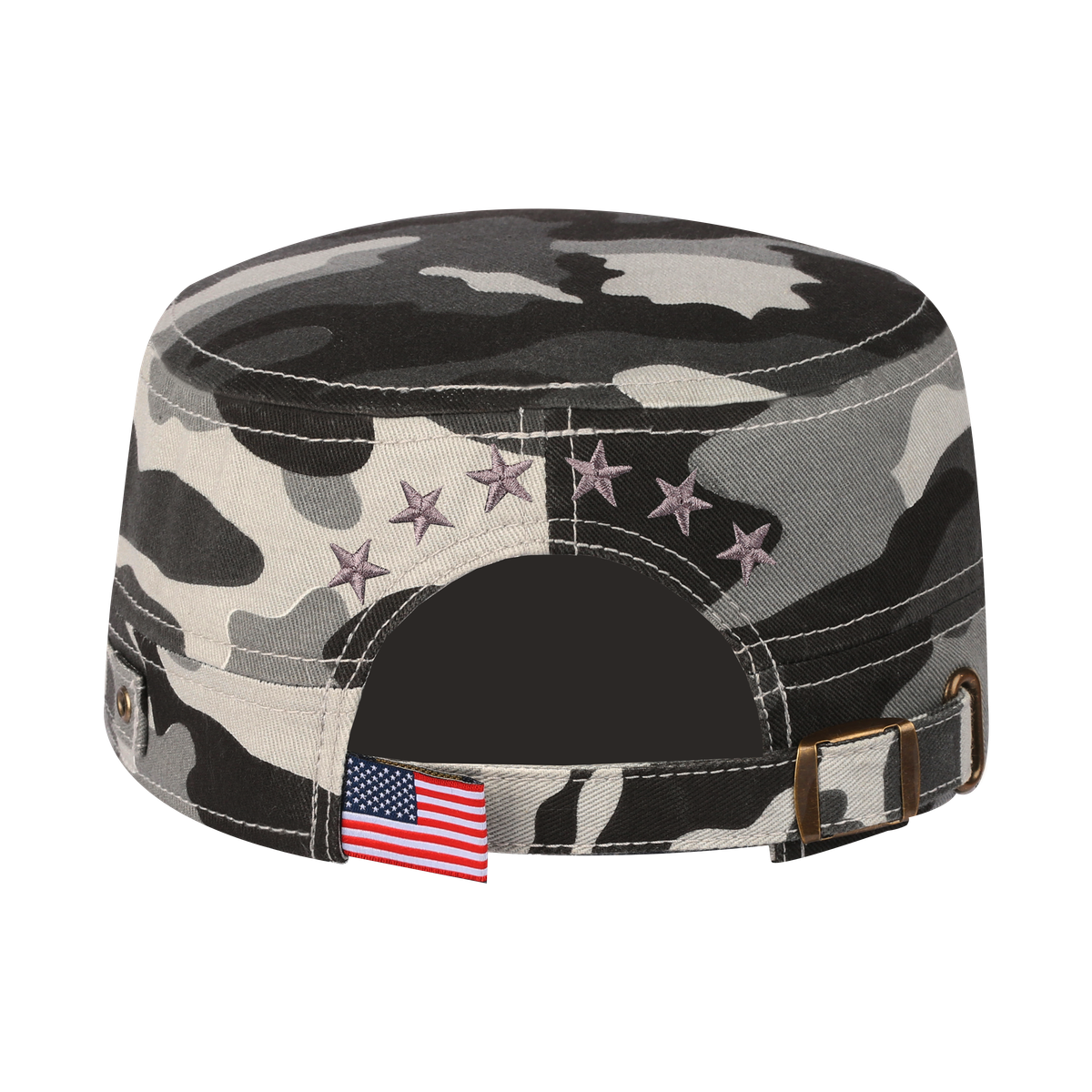 Star Military Hat with Grey Camo front and Grey Camo back