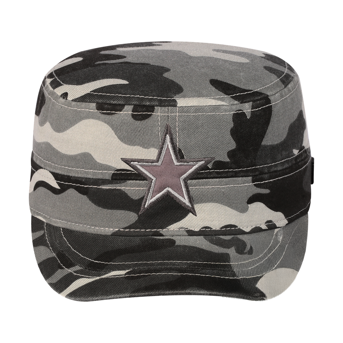 Star Military Hat with Grey Camo front and Grey Camo back