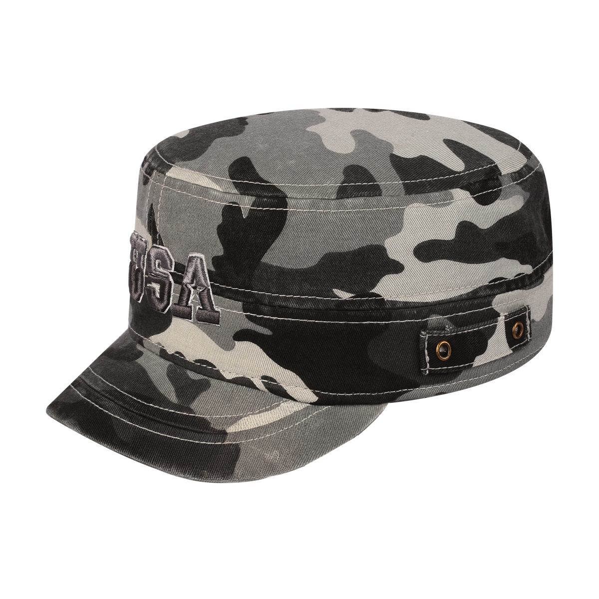 USA Military Hat with Grey Camo front and Grey Camo back