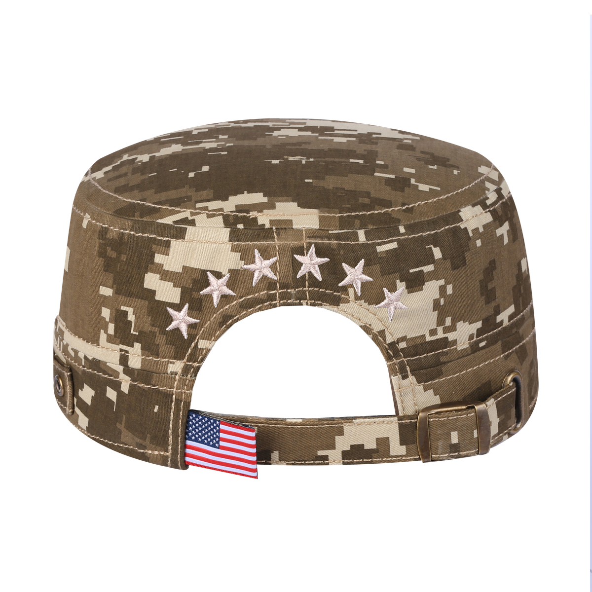 Star Military Hat with Khaki Camo front and Khaki Camo back