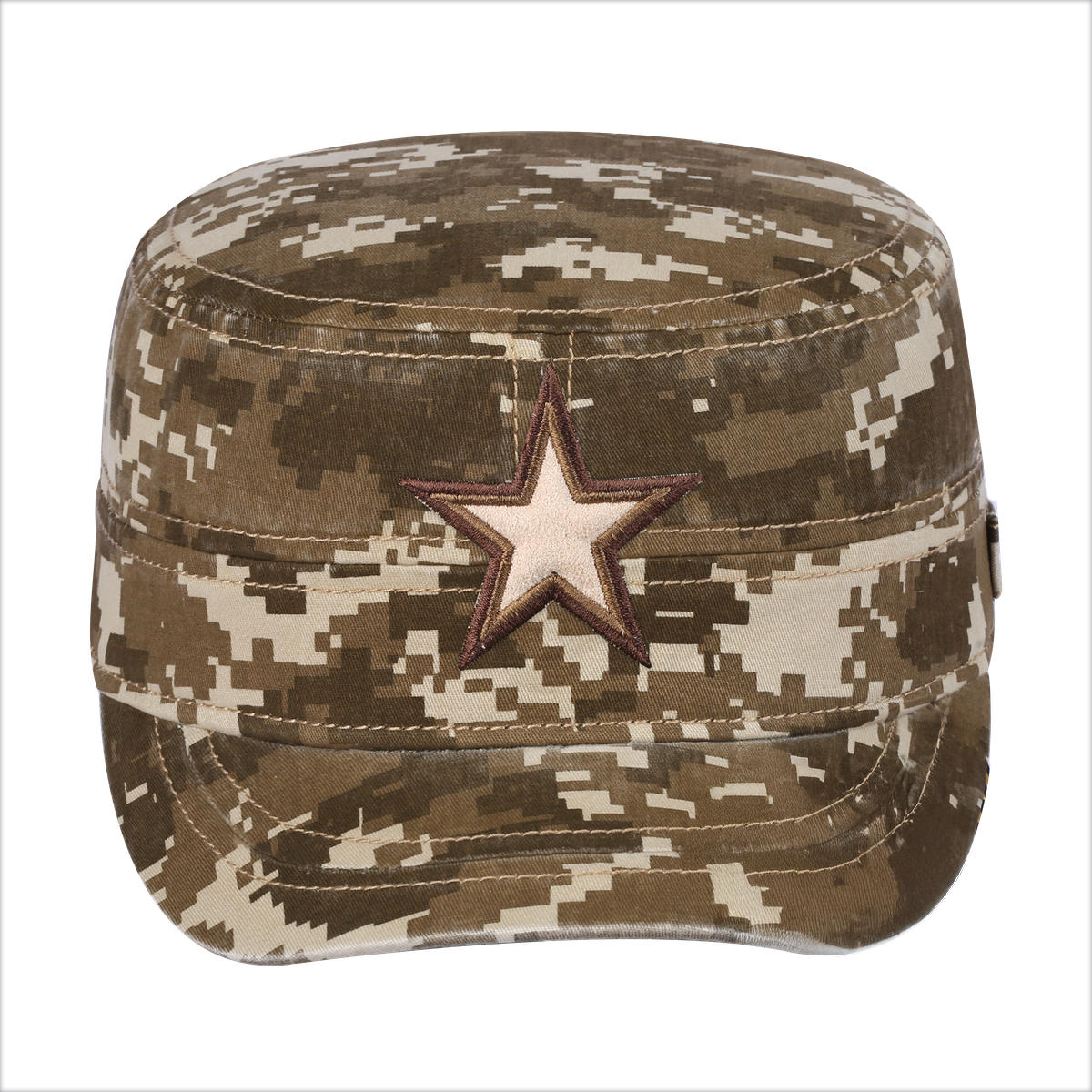 Star Military Hat with Khaki Camo front and Khaki Camo back