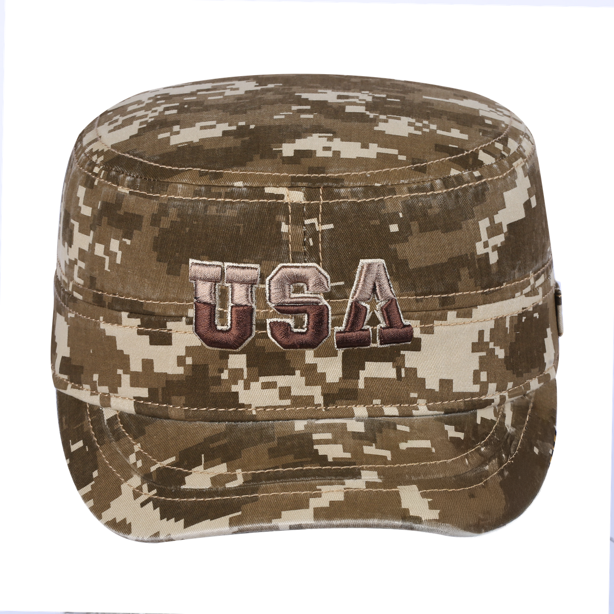 USA Military Hat with Khaki Camo front and Khaki Camo back