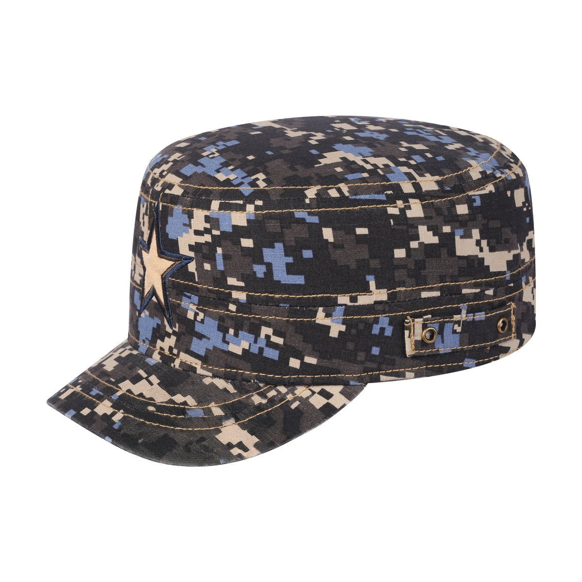Star Military Hat with Navy Camo front and Navy Camo back