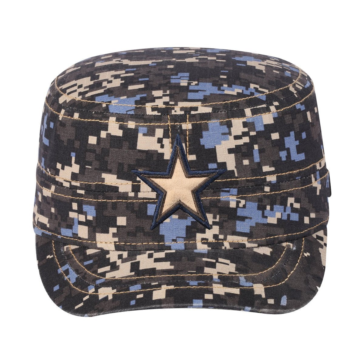 Star Military Hat with Navy Camo front and Navy Camo back