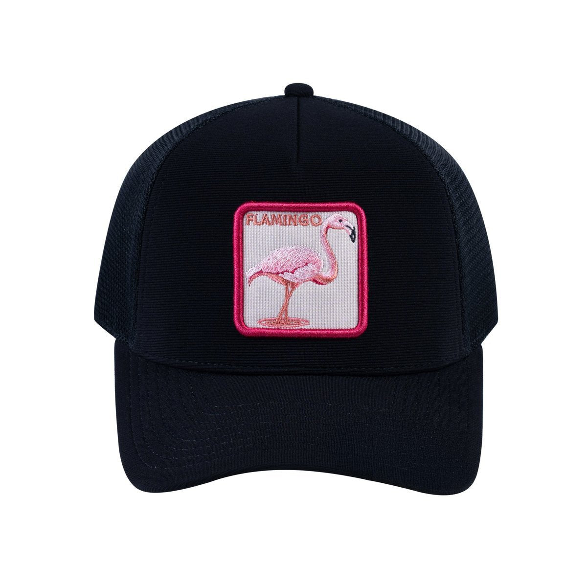 Flamingo V2 5-Panel Trucker Hat with Black front and Black back