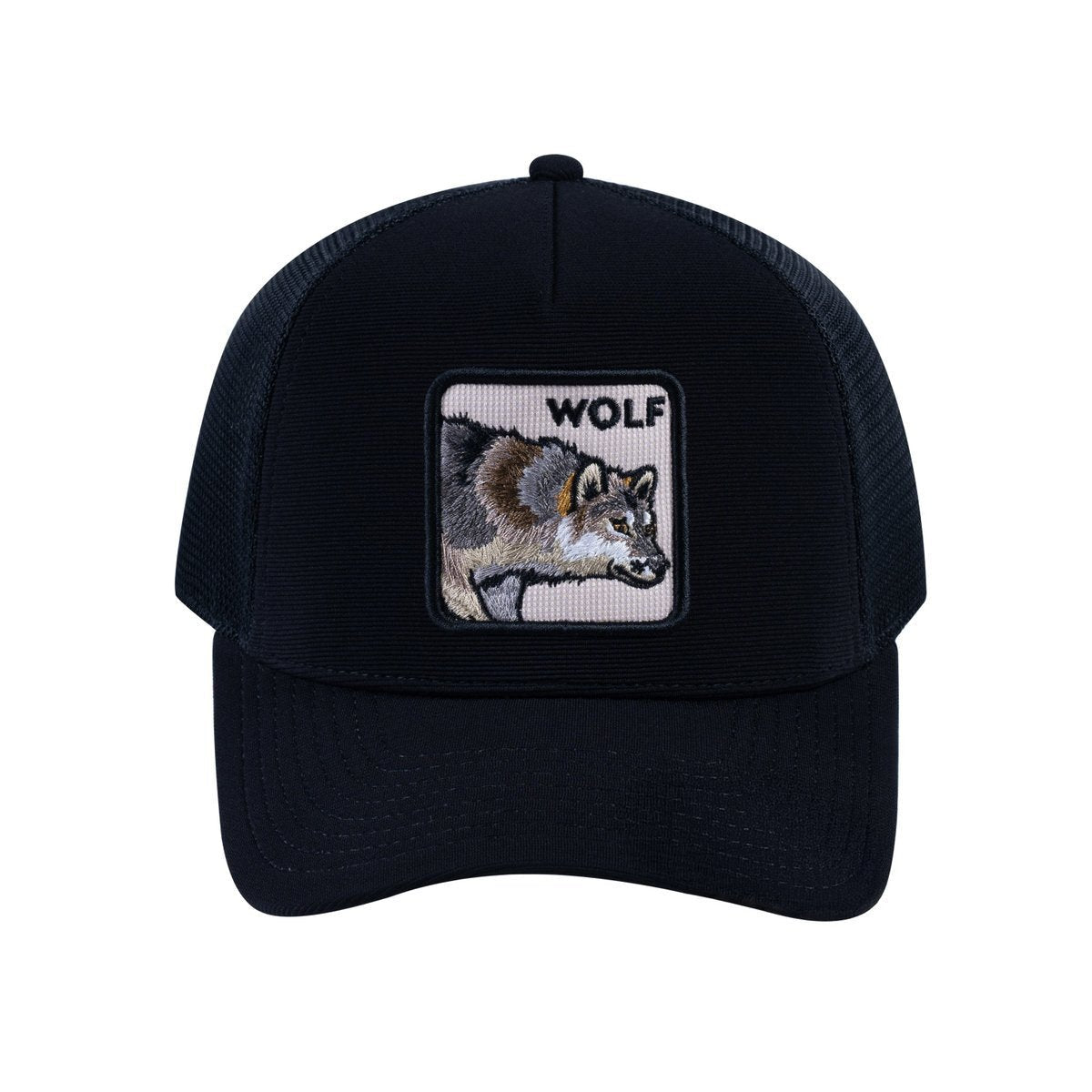 Wolf V2 5-Panel Trucker Hat with Black front and Black back
